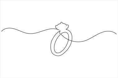 Wedding rings continuous one line drawing minimalist style outline illustration