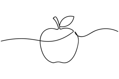 Pizza, kahve, şarap ve beyaz arka planda meyve gibi yiyecek ikonlarının minimalist bir çizgisi.