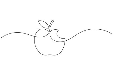 Pizza, kahve, şarap ve beyaz arka planda meyve gibi yiyecek ikonlarının minimalist bir çizgisi.