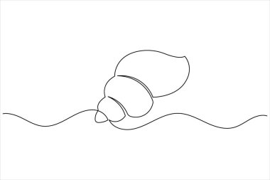 İzole edilmiş dış hat vektör simgesinin deniz kabuğu sürekli bir çizgi çizimi