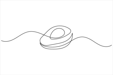 Avokado minimalist ana hatlar biçiminde meyve ve yaprak ile sürekli bir çizgi çizer