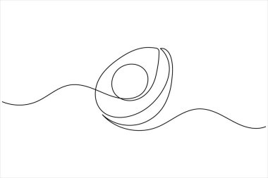 Avokado minimalist ana hatlar biçiminde meyve ve yaprak ile sürekli bir çizgi çizer