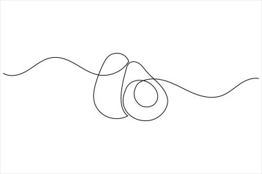 Avokado minimalist ana hatlar biçiminde meyve ve yaprak ile sürekli bir çizgi çizer