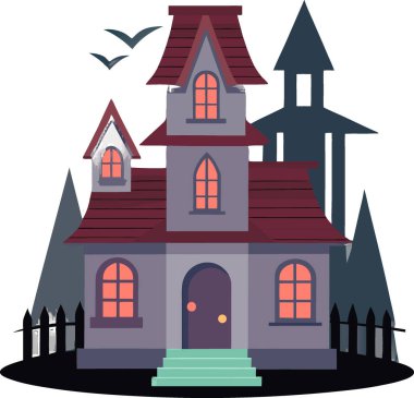 Saydam arka planda izole edilmiş eski perili ev. Yapay zeka üretildi. Vektör simgesi