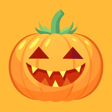 Balkabağı Jack-O-Lantern. Sonbahar ve Cadılar Bayramı tatilleri. Yapay zeka üretildi. Vektör simgesi