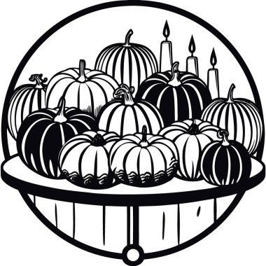 Beyaz bir masaya dizilmiş pembe ve pastel mavi balkabakları. Yapay zeka üretildi. Vektör simgesi