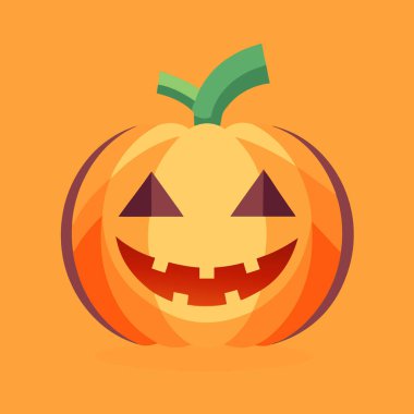 Turuncu arka planı ve balkabağı olan Cadılar Bayramı kartı. Yapay zekanın ürettiği hisse senedi teknolojisini kullanarak. Vektör simgesi