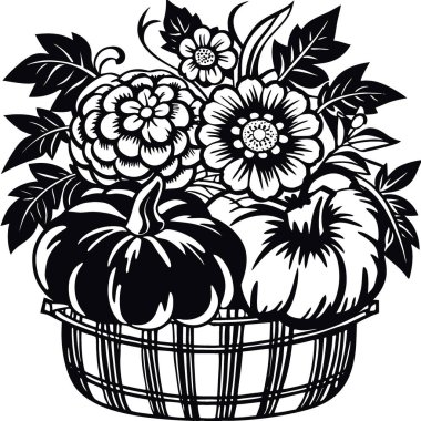 Güz çiçeklerinden oluşan güzel bir buket. Şükran Günü. Cadılar Bayramı. Hasat Festivali. Düz konum yapay zeka üretildi. Vektör simgesi