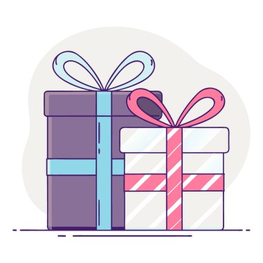 Kahverengi kağıda sarılı bir hediye kırmızı beyaz şeritli bir kurdele yapay zeka. Vektör simgesi