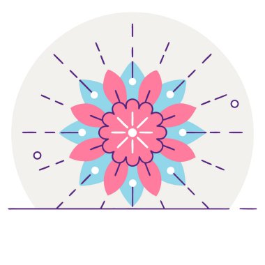 Soyut parlak neon çiçekleri koyu mor ve mavi ışıkta karmaşık taç yaprakları oluştururlar. Yapay zeka üretildi. Vektör simgesi