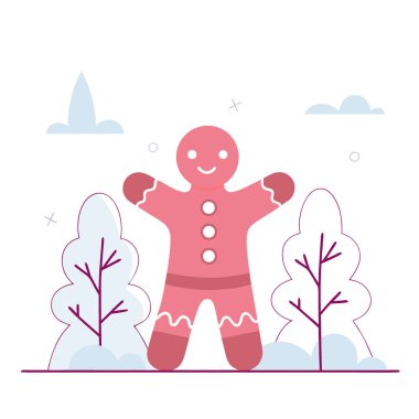 Çekici zencefilli adam beyaz, basit sanat tarzında izole edilmiş güzel bir ziyafet hazırladı. Yapay zeka üretildi. Vektör simgesi