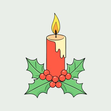 Noel Mum Düzenleme Holly ve Kırmızı Böğürtlenler Işık Arkaplanda. Duvar kağıdı için ideal yapay zeka. Vektör simgesi