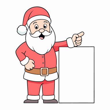 Noel Baba, kırışıklıkların boş reklamını gösteriyor. Huzurlu. Masumiyet. Yapay zeka üretildi. Vektör simgesi