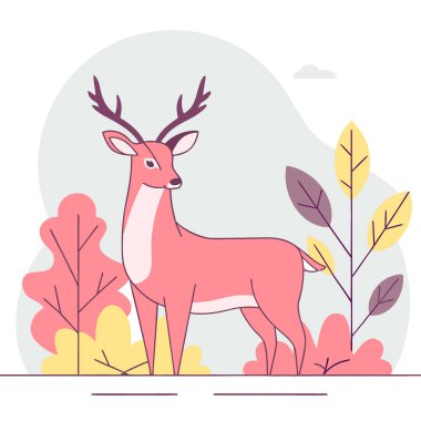 Doğanın tasarımları ve Noel kutlamaları için zarif geyik silueti pozları. Yapay zeka üretildi. Vektör simgesi