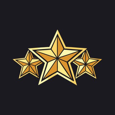 Kutlama ve şenlik tasarımı için siyah arka planda zarif altın yıldızlar. Yapay zeka üretildi. Vektör simgesi