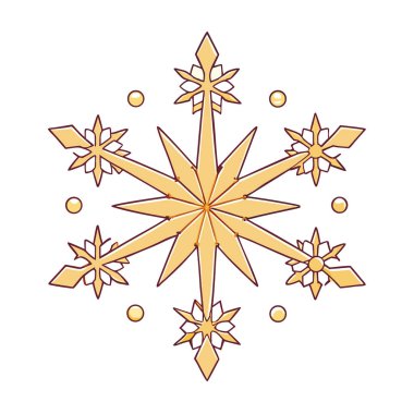 Beyaz arka planda şenlikli altın kar tanesi ve yıldız deseni. Yapay zeka üretildi. Vektör simgesi