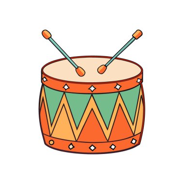 Festive holiday drum sticks and colorful geometric pattern isolated for celebrations. AI generated. Vector icon