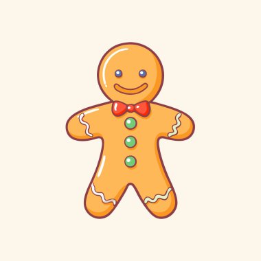 Zencefilli Kurabiye Adam Düğmesi Detayları ve Bayram Dekorasyonu için Şekerleme. Yapay zeka üretildi. Vektör simgesi