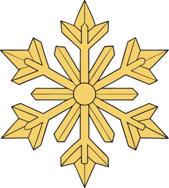 Şeffaf arka planda Altın Kar Tanesi kış tatili dekorasyonu. Yapay zeka üretildi. Vektör simgesi