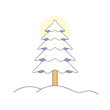 Yanlız kar her yeri kaplamıştı. Tek bir sıcak ışık. Yapay zeka üretildi. Vektör simgesi