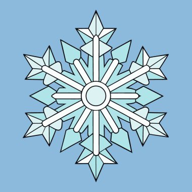 Mavi gradyan arkaplanda tek bir karışık kar tanesinin makro çekimi. Yapay zeka üretildi. Vektör simgesi