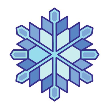 Modern geometrik mavi kar tanesi ikonu canlı gradyan mavileri. Yapay zekanın yarattığı kış temaları için mükemmel. Vektör simgesi