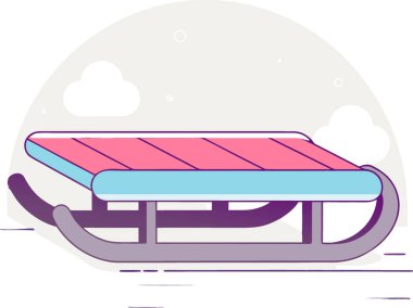 Tahta kızak kış tatili için hazır. Şeffaf üzerinde açık hava eğlencesini sembolize eden klasik bir kızak. Yapay zeka üretildi. Vektör simgesi