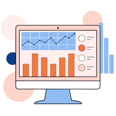 Finansal veri gösterimi, pazar eğilimleri analizine işaret ediyor. Yapay zeka üretildi. Vektör simgesi