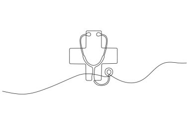 Doktor stetoskop çapraz logo soyut bir çizgi çizimi