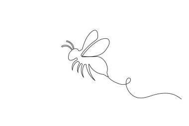 Beyaz arka planda izole edilmiş uçan bir arı çizimi