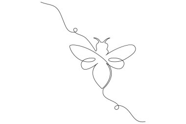 Beyaz arka planda izole edilmiş uçan bir arı çizimi