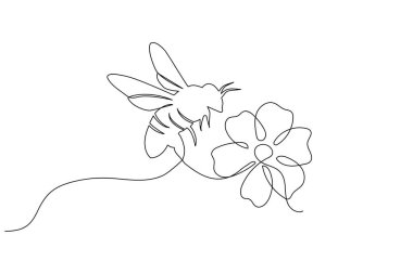 Beyaz arka planda izole edilmiş uçan bir arı çizimi