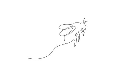 Beyaz arka planda izole edilmiş uçan bir arı çizimi