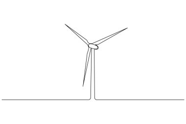  Rüzgar türbini minimalist taslak biçiminde sürekli bir çizgi çizer