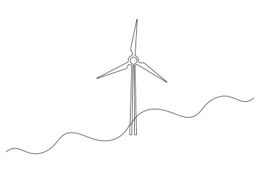  Rüzgar türbini minimalist taslak biçiminde sürekli bir çizgi çizer