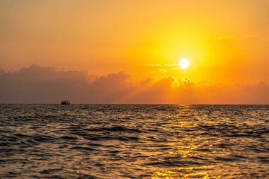 Güzel gün batımı manzarası Denizde