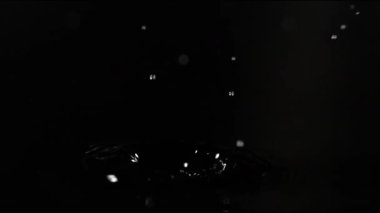 Bir su damlası karanlık bir yüzeye düşer, çarpıcı dalgalanmalar ve sıçramalar yaratır. Bu büyüleyici an, sıvı hareketin ve ışıkla etkileşimin güzelliğini vurgular..