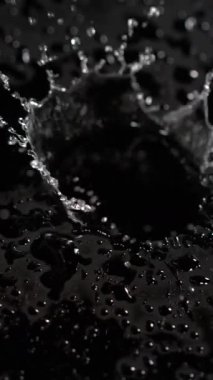 Su damlacıkları pürüzsüz, karanlık bir yüzeye düşer ve güzel dalgalanmalar ve yansımalar yaratır. Sakin atmosfer huzur ve sükunet hissi uyandırıyor..