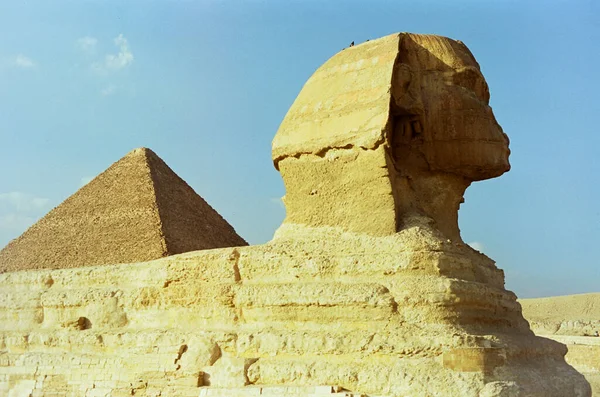 Giza Great Sphinx Pyramid Giza Egypt Film Photo — 스톡 사진