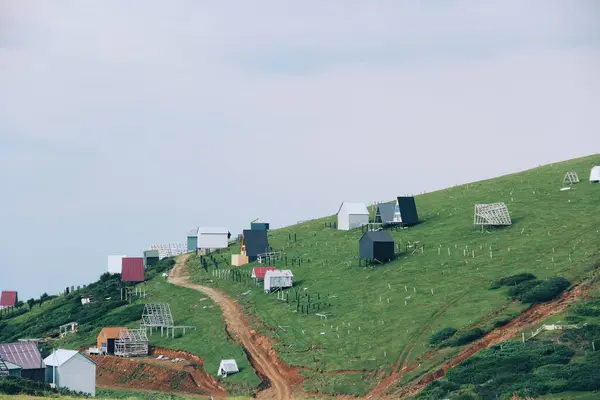 Dorfhäuser Ländlicher Landschaft Den Bergen Georgia Gomis Mta — Stockfoto