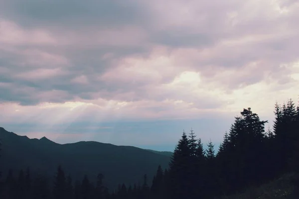 Paysage Estival Montagne Ciel Couchant Avec Nuages Géorgie Gomis Mta — Photo