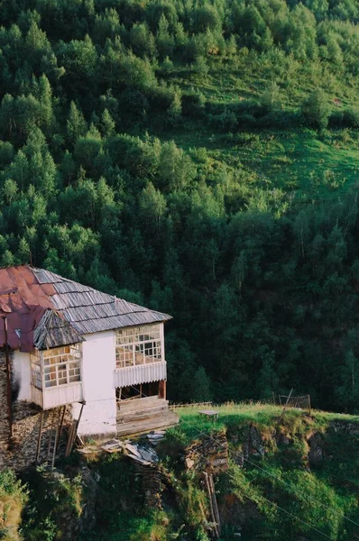 Дом Деревне Ушгули Горах Грузия Сванети — стоковое фото