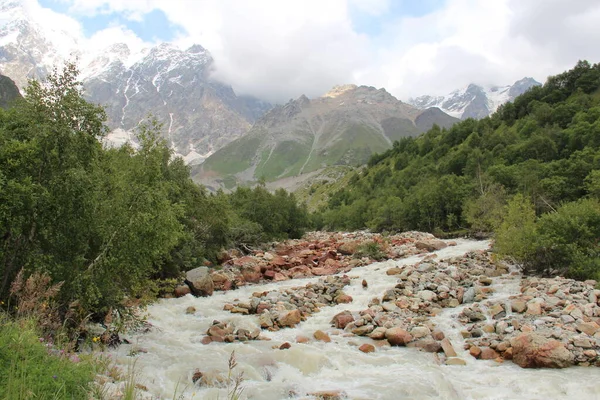 Kafkas Dağları Gürcistan Dağları Svaneti Dağları Nguri Nehri — Stok fotoğraf