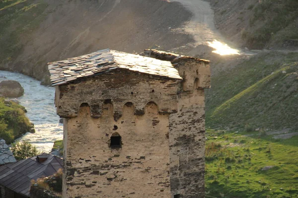 Caucasus Mountains Georgian Ushguli Architecture Svan Towers — Stock Photo, Image