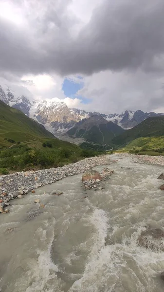 Ledovec Shkhara Kavkaz Gruzínské Hory Svaneti — Stock fotografie