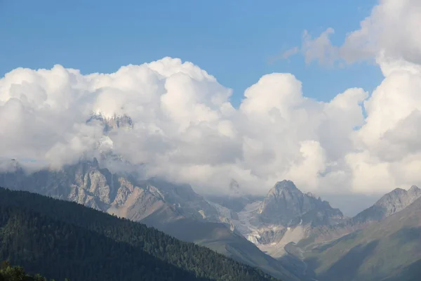 mountains in clouds, Caucasus mountains, Georgian rocky mountains, Svaneti mountains