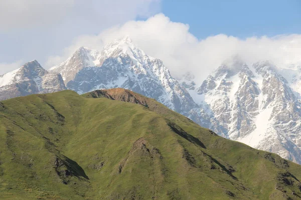 Gruzínské Hory Zasněžené Hory Svaneti Ledovec Shkhara — Stock fotografie