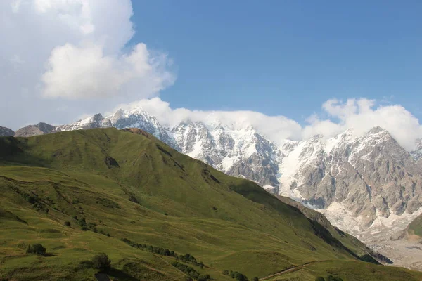 Gruzínské Hory Zasněžené Hory Svaneti Ledovec Shkhara — Stock fotografie