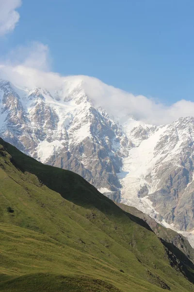 Gruzínské Hory Zasněžené Hory Svaneti Ledovec Shkhara — Stock fotografie