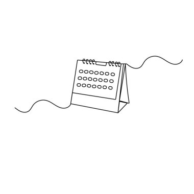 Tablo takvimi tek satır sanatı, izole edilmiş dış hat vektör simgesinin sürekli tek satır çizimi